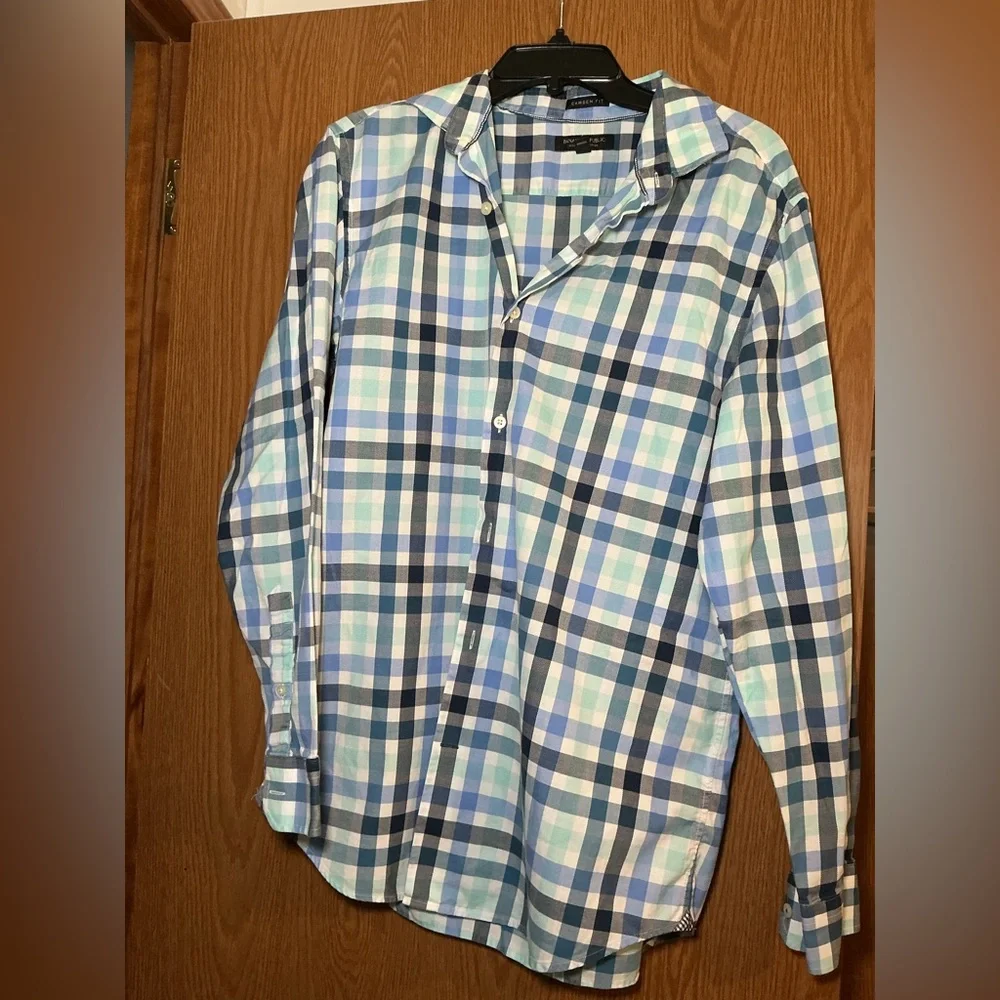 Banana Republic 120s Supima Cotton Plaid Button Down Shirt – Size L